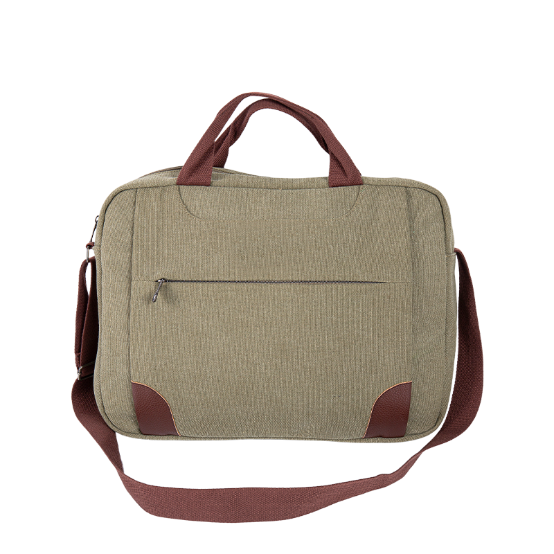 Laptop messenger táska - vászon kereszttest válltáska, több rekeszes - zöld